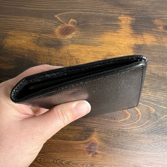 Coach Black Pebbled Leather Long Flap Card‎ Wallet Everyday Minimalist Classic - Picture 8 of 16